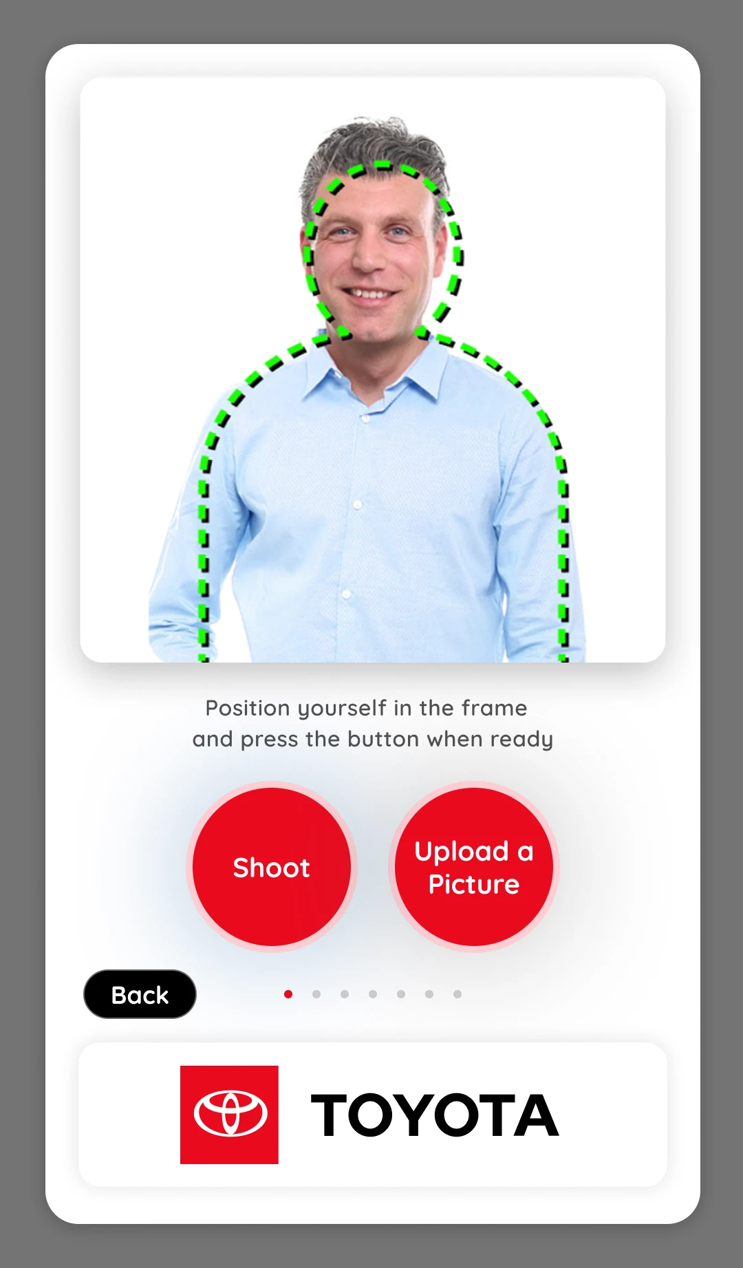 Step 1: Position yourself and shoot or upload a photo